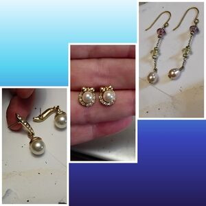 Elegant Faux Pearl and Gold Toned Earrings